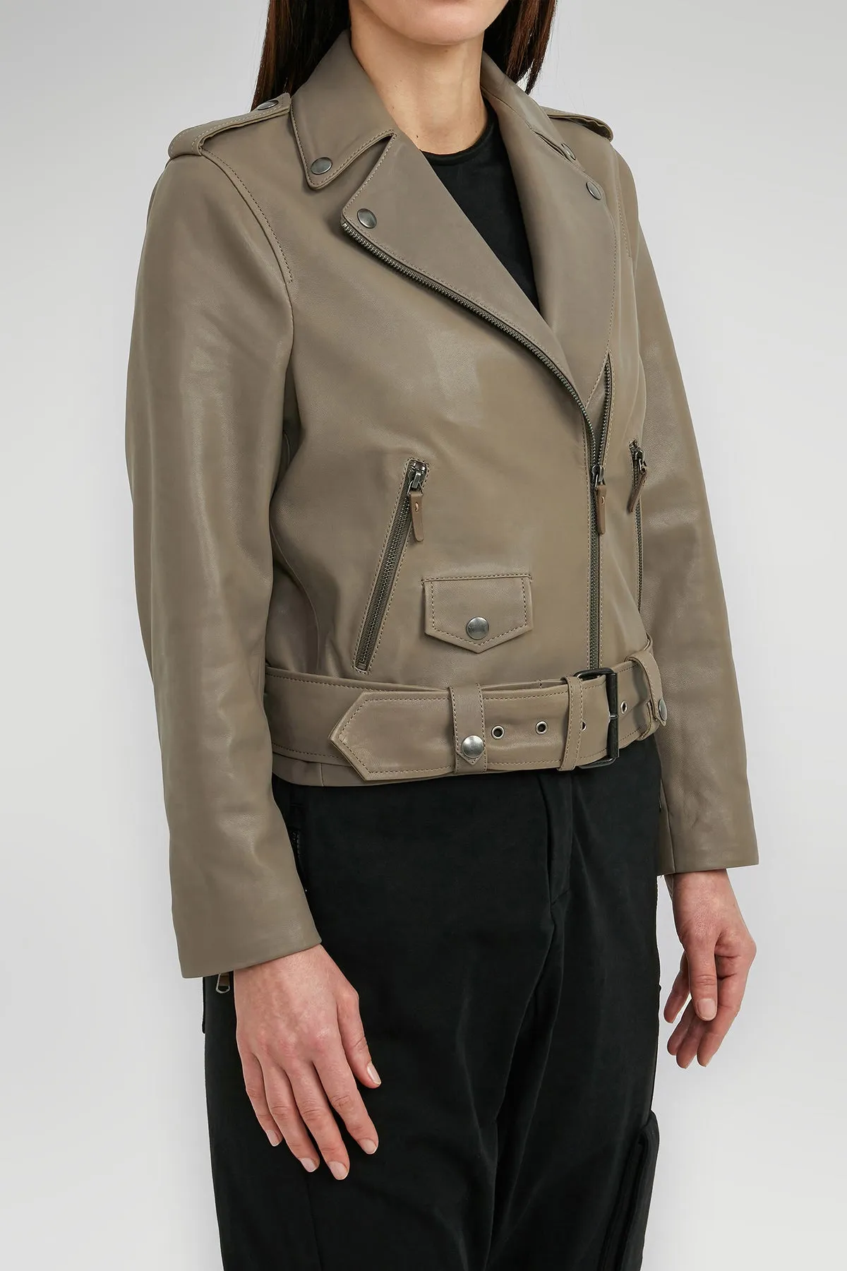 Grey Leather Jacket