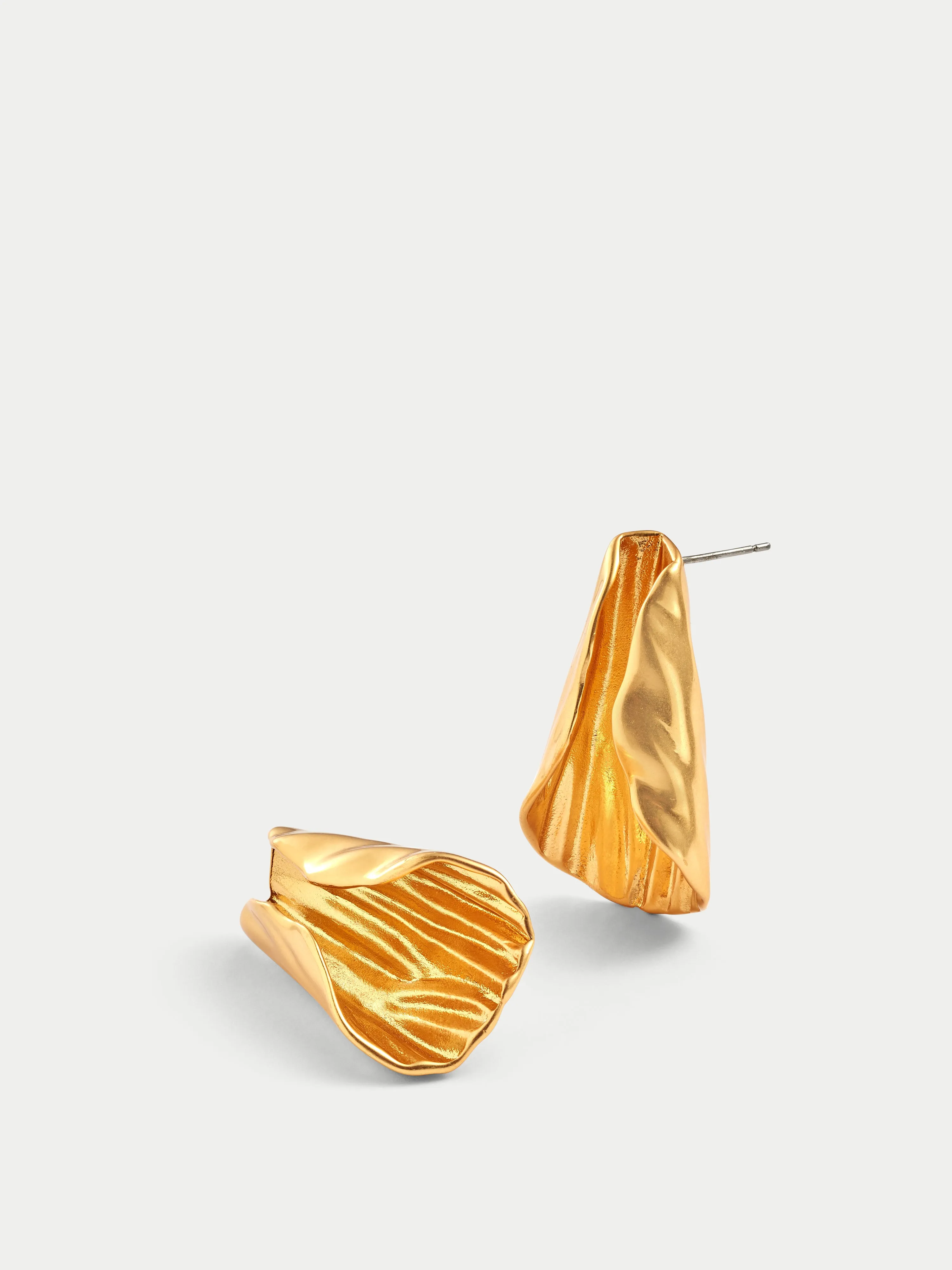 Hammered Leaf Earring | Gold