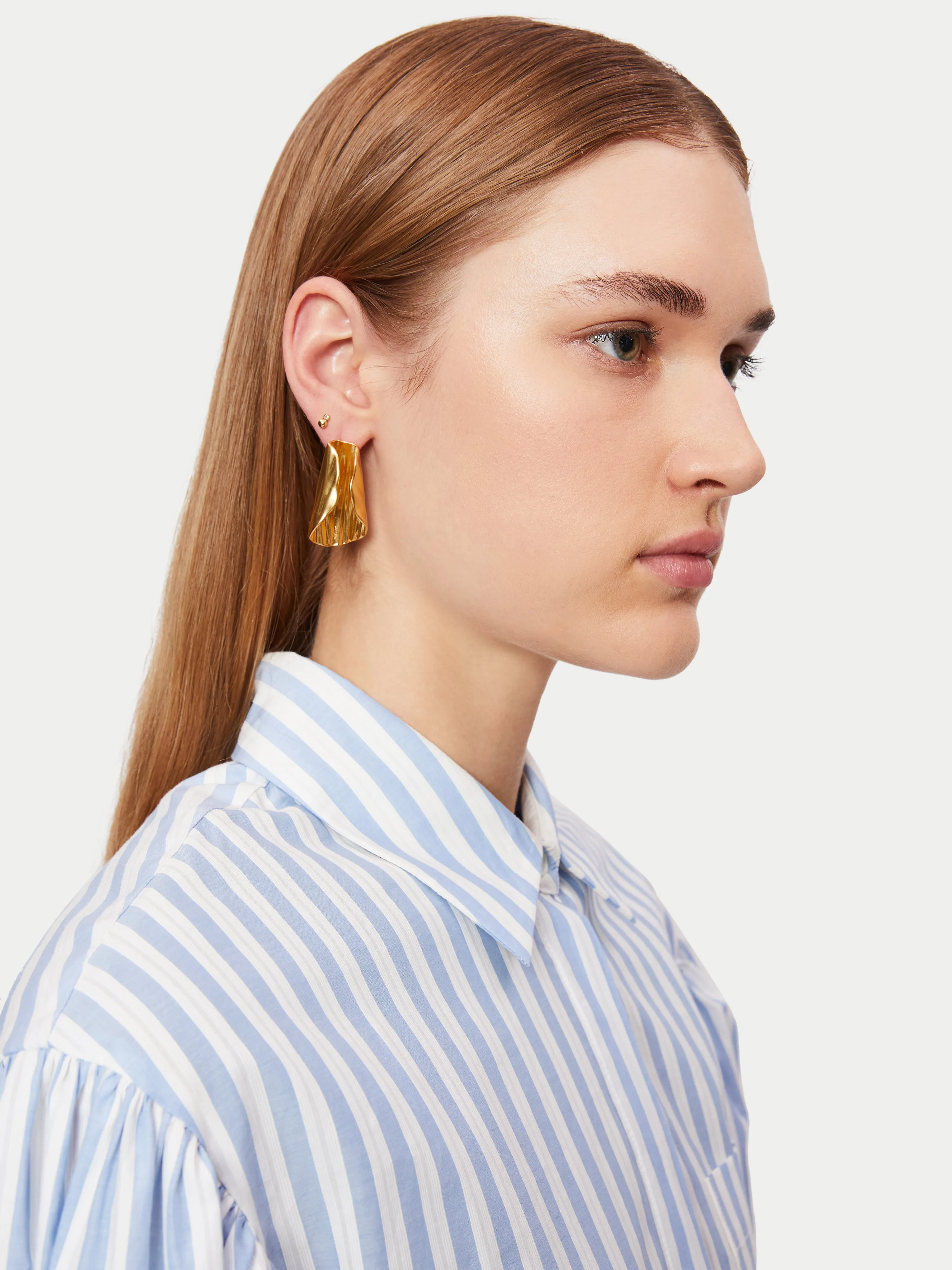 Hammered Leaf Earring | Gold