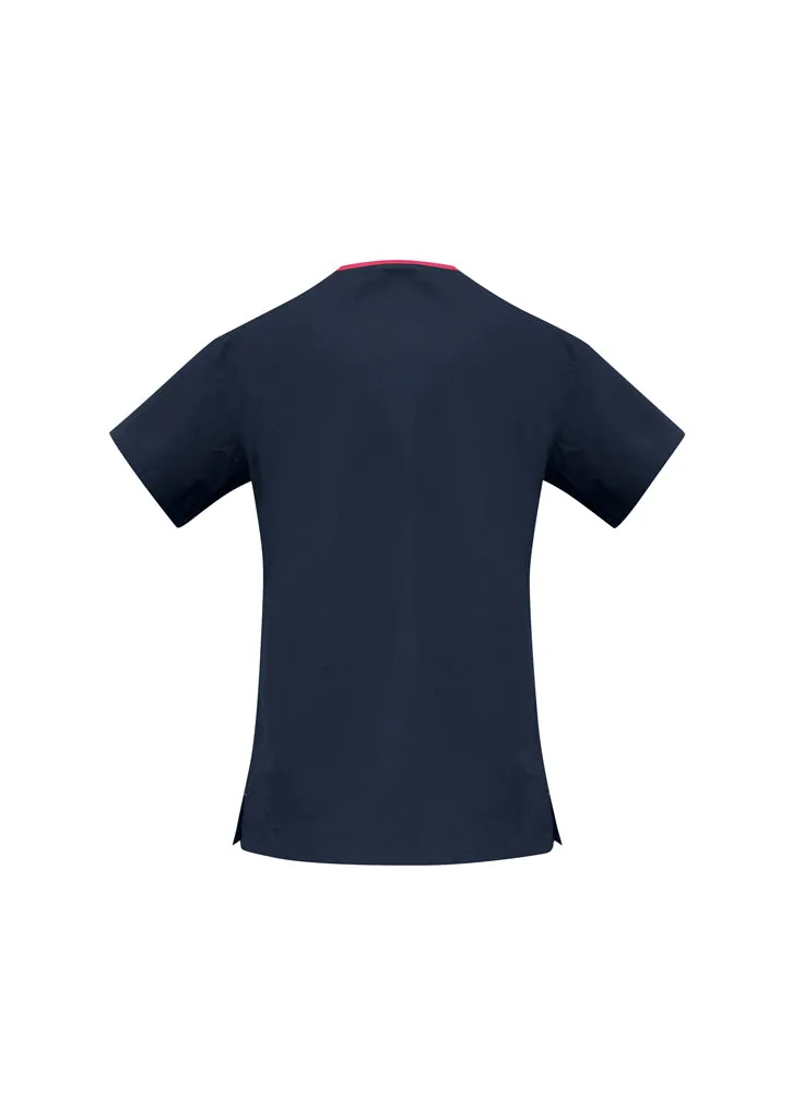 Ladies Contrast Crossover Scrubs Top