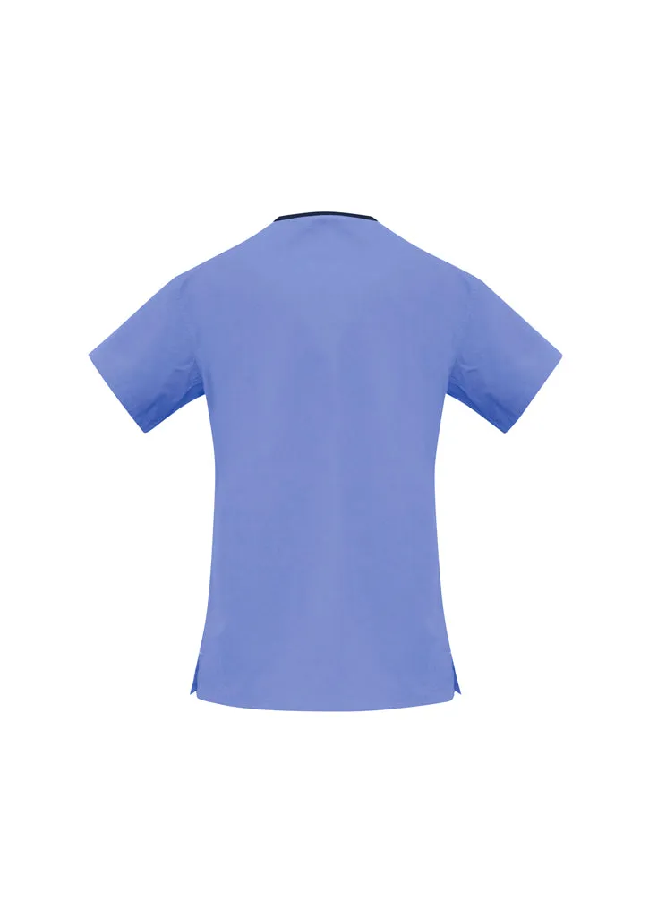 Ladies Contrast Crossover Scrubs Top