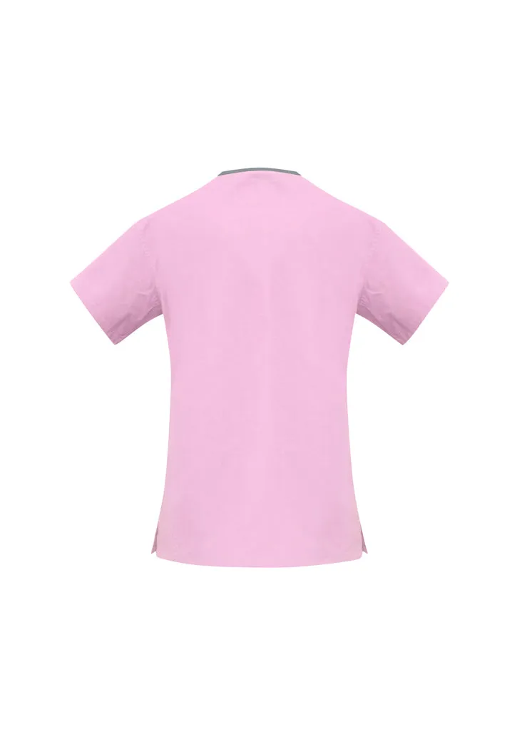 Ladies Contrast Crossover Scrubs Top