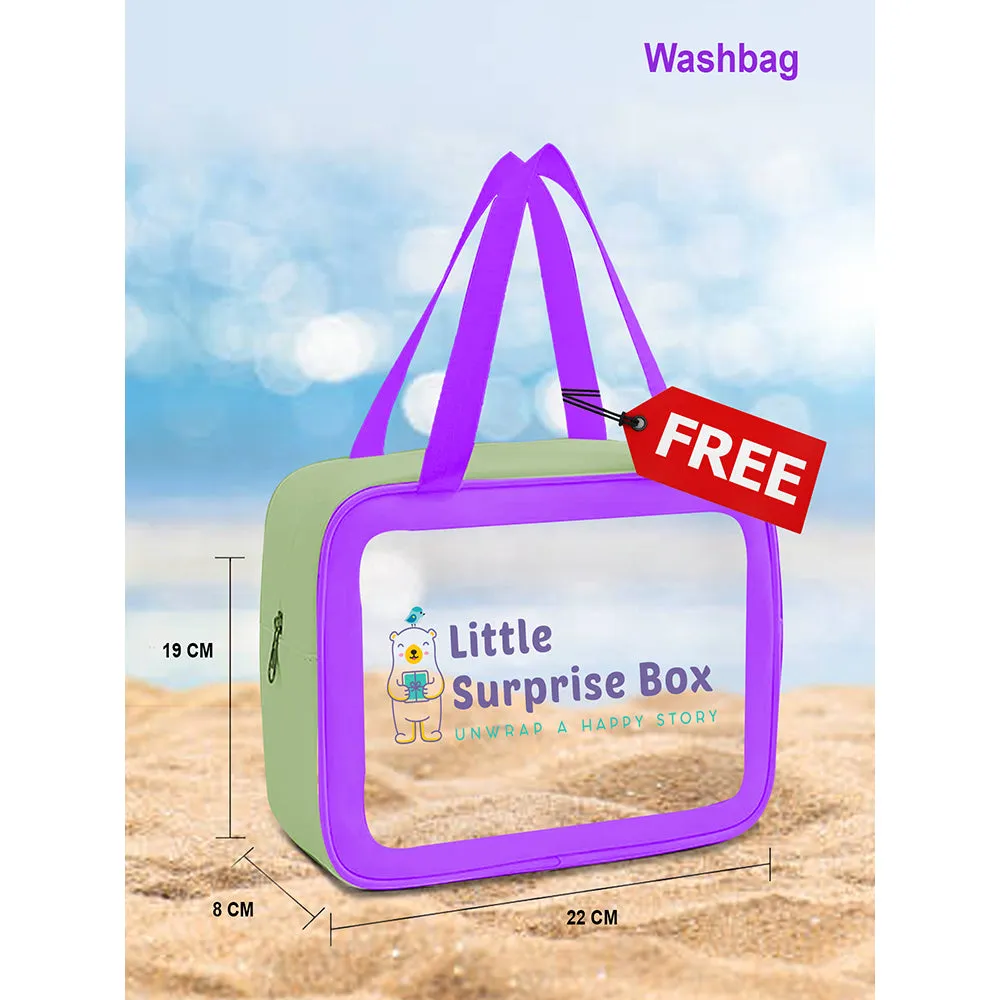 Little Surprise Box Purple Abstract Sleeve 2.5mm Neoprene Knee Length Kids Swimsuit, Half Sleeves Swimwear