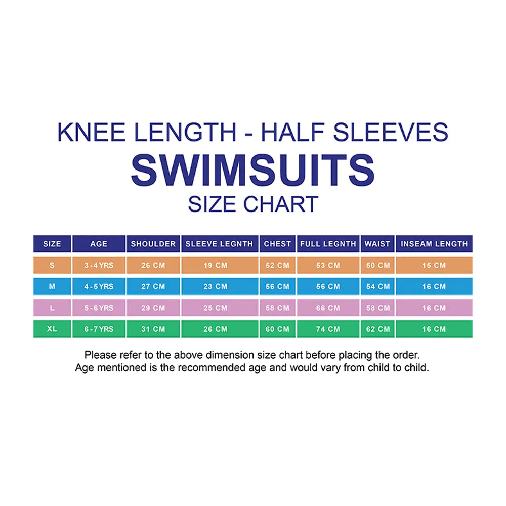 Little Surprise Box Purple Abstract Sleeve 2.5mm Neoprene Knee Length Kids Swimsuit, Half Sleeves Swimwear