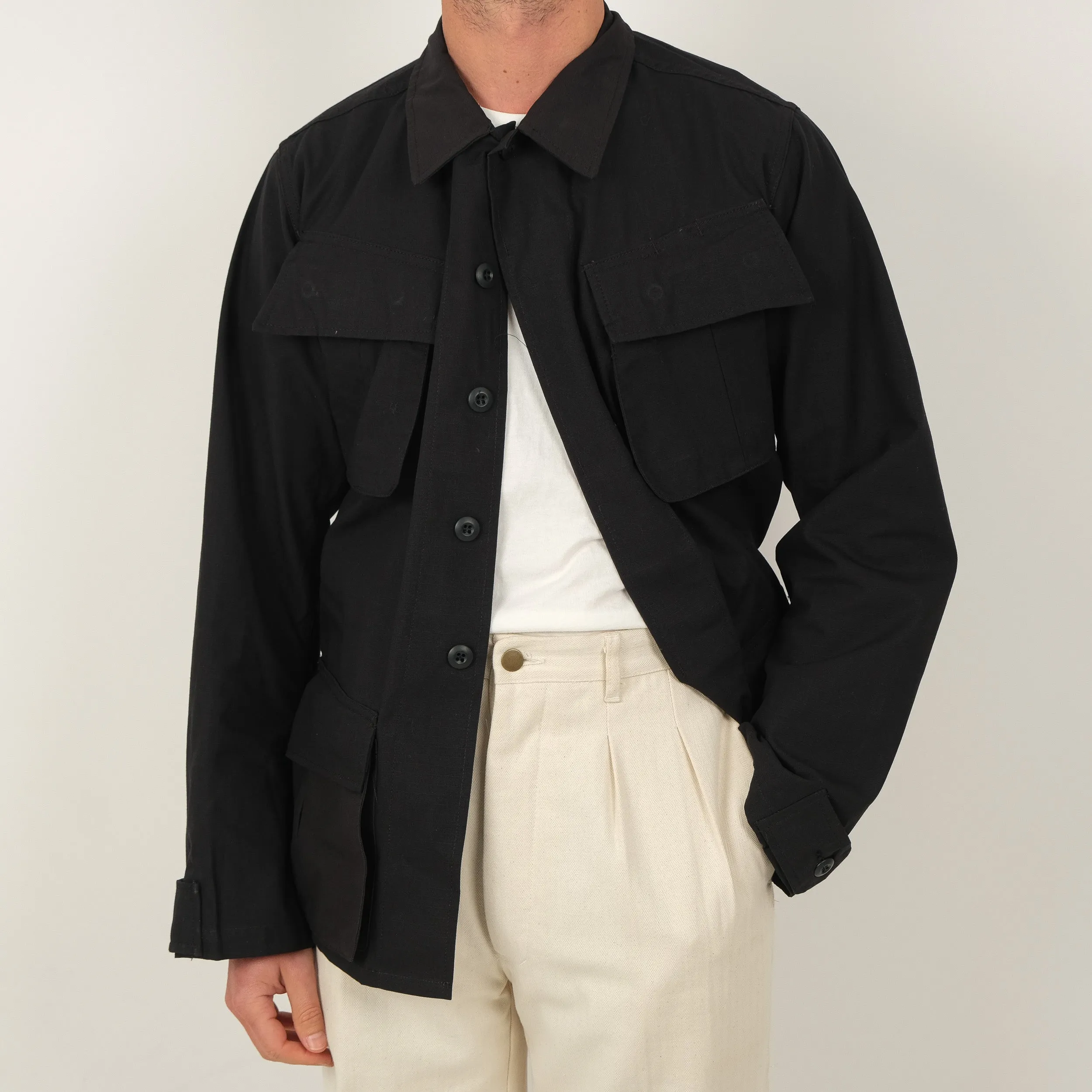MADE IN USA JUNGLE SHIRT - BLACK
