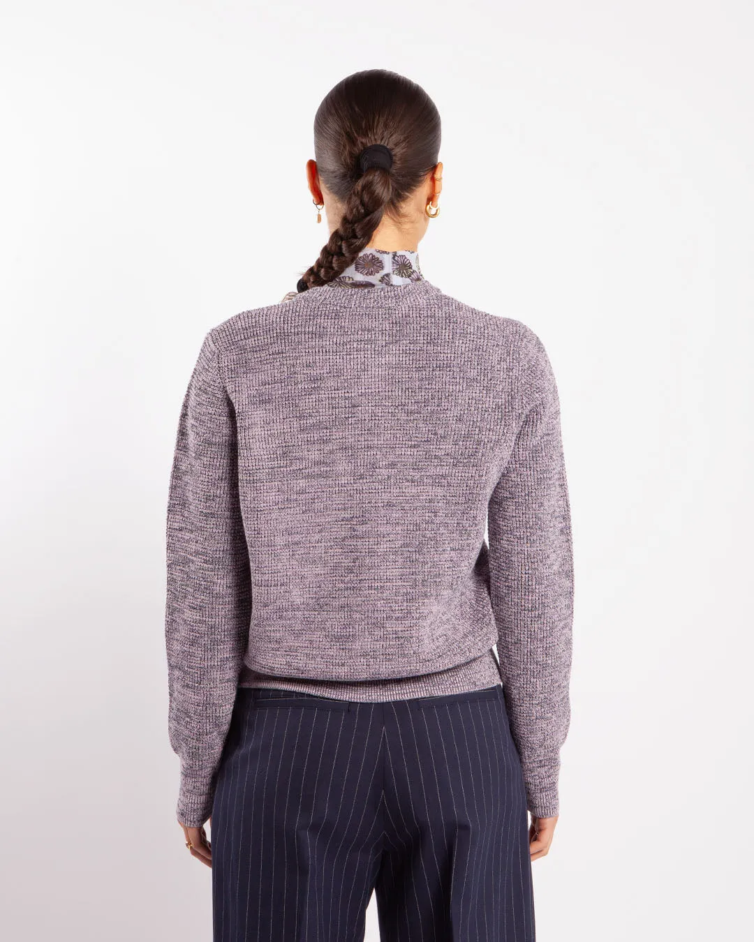 Maison Kitsuné Handwriting Comfort Cardigan Lilac Melange
