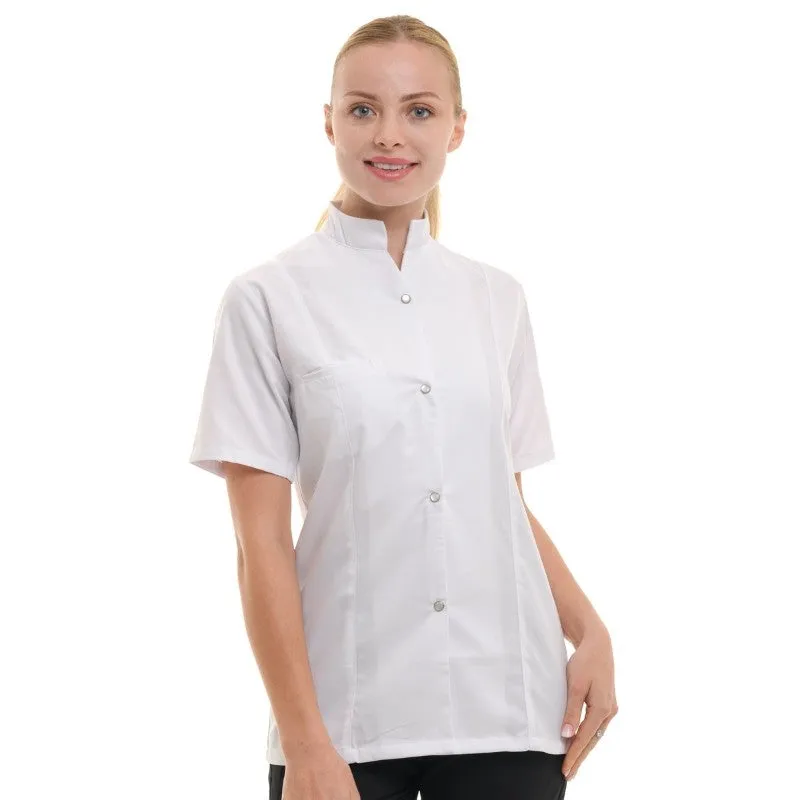 Marbella Women's Kitchen Coat Short Sleeve White - MANELLI