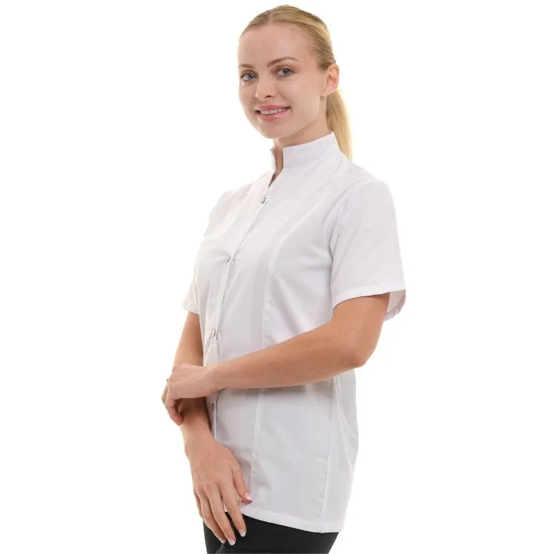 Marbella Women's Kitchen Coat Short Sleeve White - MANELLI