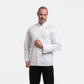 Stylish Embossed White Chefs Coat with Long Sleeves for Men by MANELLI