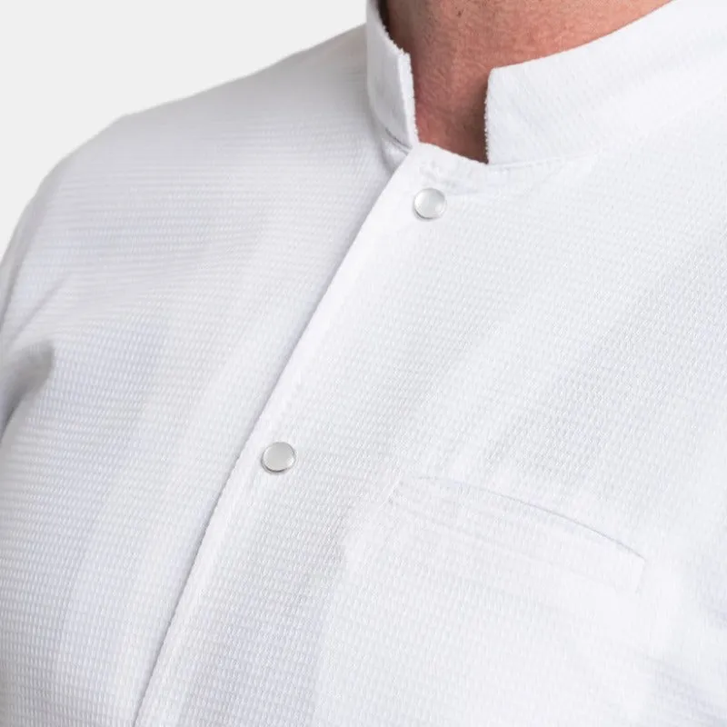 Stylish Embossed White Chefs Coat with Long Sleeves for Men by MANELLI