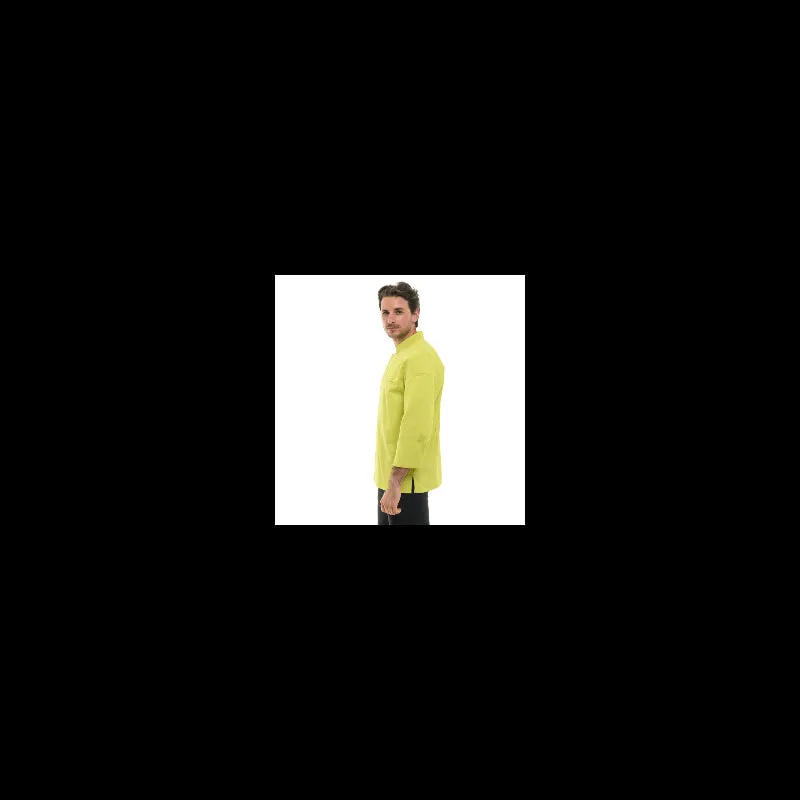 Stylish Mens Long Sleeve Lime Green Chef Coat - MANELLI Professional Culinary Jacket