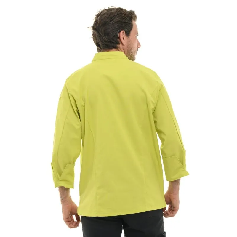 Stylish Mens Long Sleeve Lime Green Chef Coat - MANELLI Professional Culinary Jacket