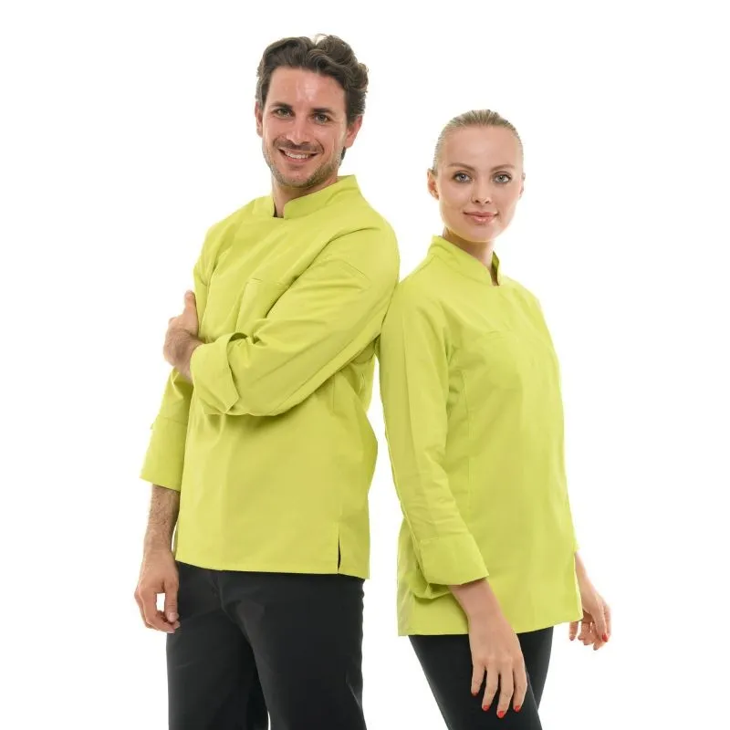 Stylish Mens Long Sleeve Lime Green Chef Coat - MANELLI Professional Culinary Jacket