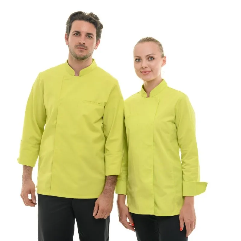 Stylish Mens Long Sleeve Lime Green Chef Coat - MANELLI Professional Culinary Jacket