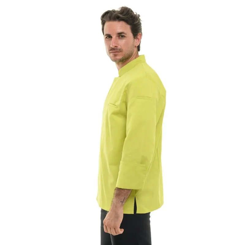 Stylish Mens Long Sleeve Lime Green Chef Coat - MANELLI Professional Culinary Jacket