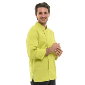 Stylish Mens Long Sleeve Lime Green Chef Coat - MANELLI Professional Culinary Jacket