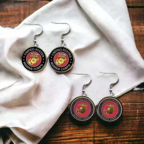 Military Mom Earrings - Handmade Jewelry, Army Earrings, Handmade Earrings, Marine Earrings, Military Earrings, Military Accessories