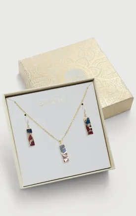 Mojave Rectangle Mini Earring And Necklace Set