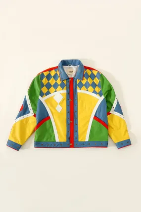 MULTICOLOR PANELED LEATHER JACKET