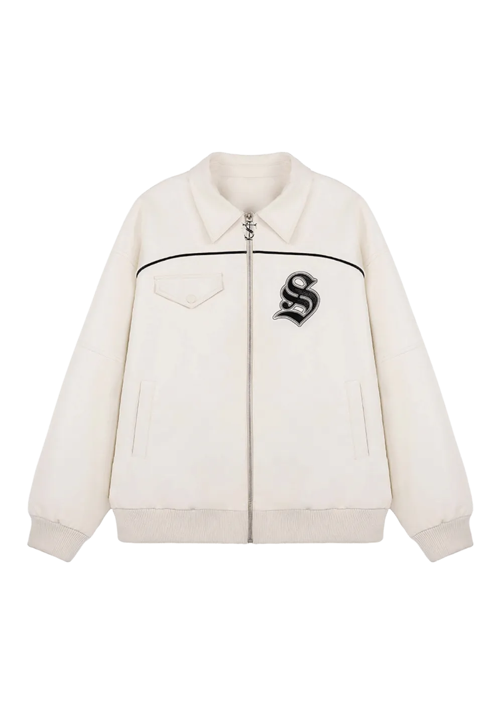 NESA Embroidered Faux Leather Jacket
