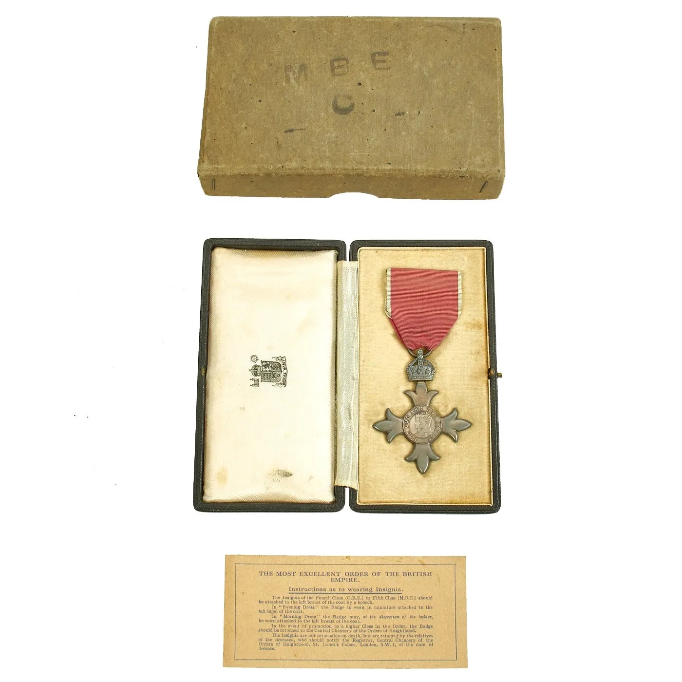 Original British WWII Named Cased Order of the British Empire 4th Medal - O.B.E. in Issue Box