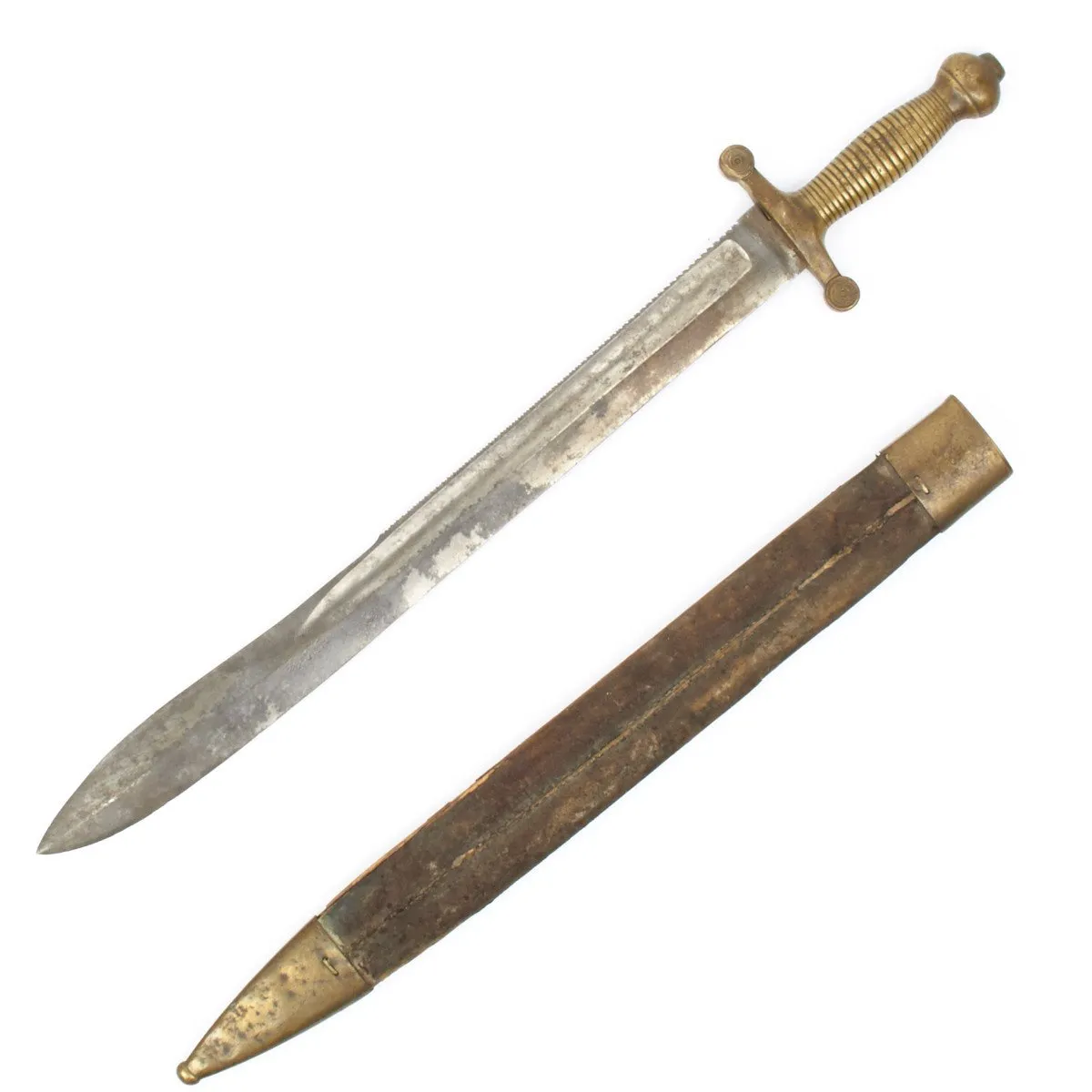 Original Imperial Russian Pioneer Saw Back Short Sword Dated 1838 with Belt Buckle Dated 1837