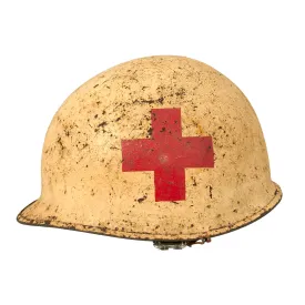 Original U.S. Vietnam War Era U.S. Navy Corpsman Painted M1 Helmet