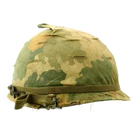 Original U.S. Vietnam War M1 Helmet with USMC Reversible Camouflage Cover