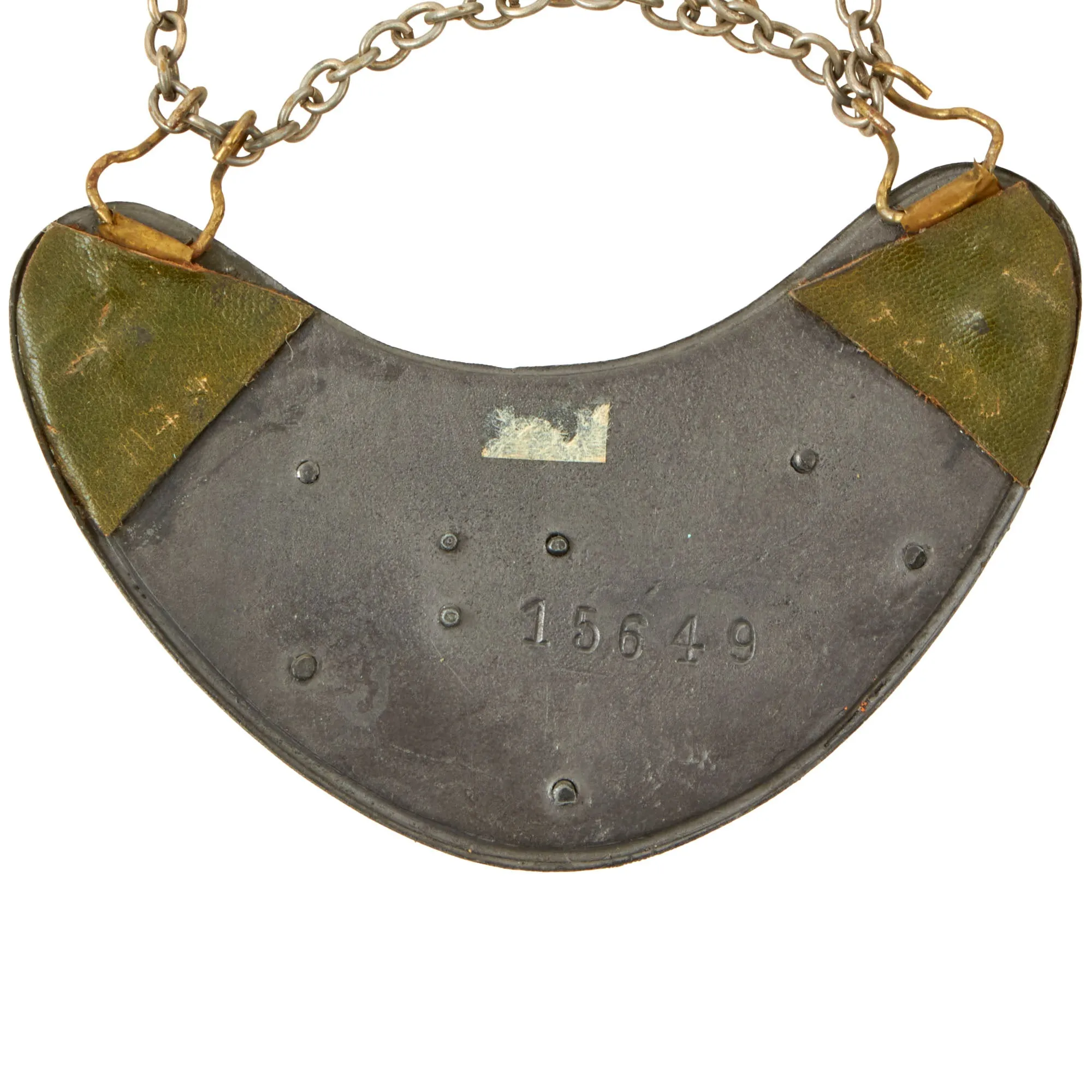 Original WWII Hungarian Military Police Tábori Biztonság Gorget with Chain - Period Repaired