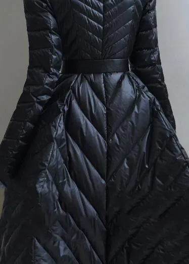 oversize snow jackets tie waist coats black false two pieces down coat winter