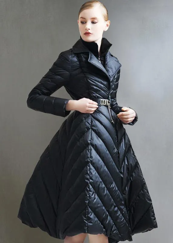 oversize snow jackets tie waist coats black false two pieces down coat winter