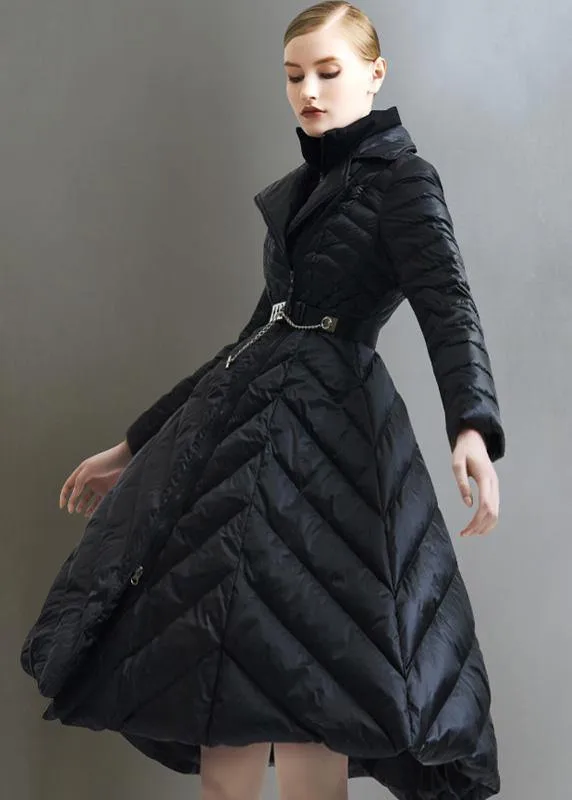 oversize snow jackets tie waist coats black false two pieces down coat winter