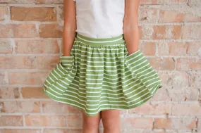 Pocket Skort in Asparagus Stripe