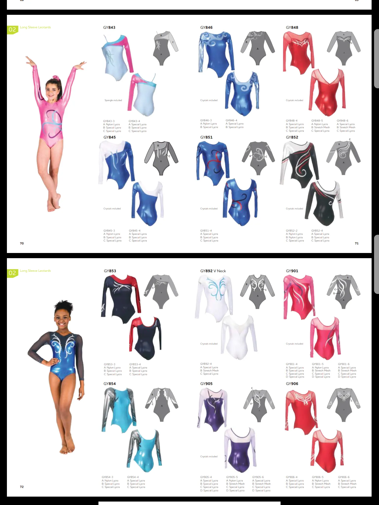 P.W. GYMNASTICS LONG SLEEVED LEOTARDS