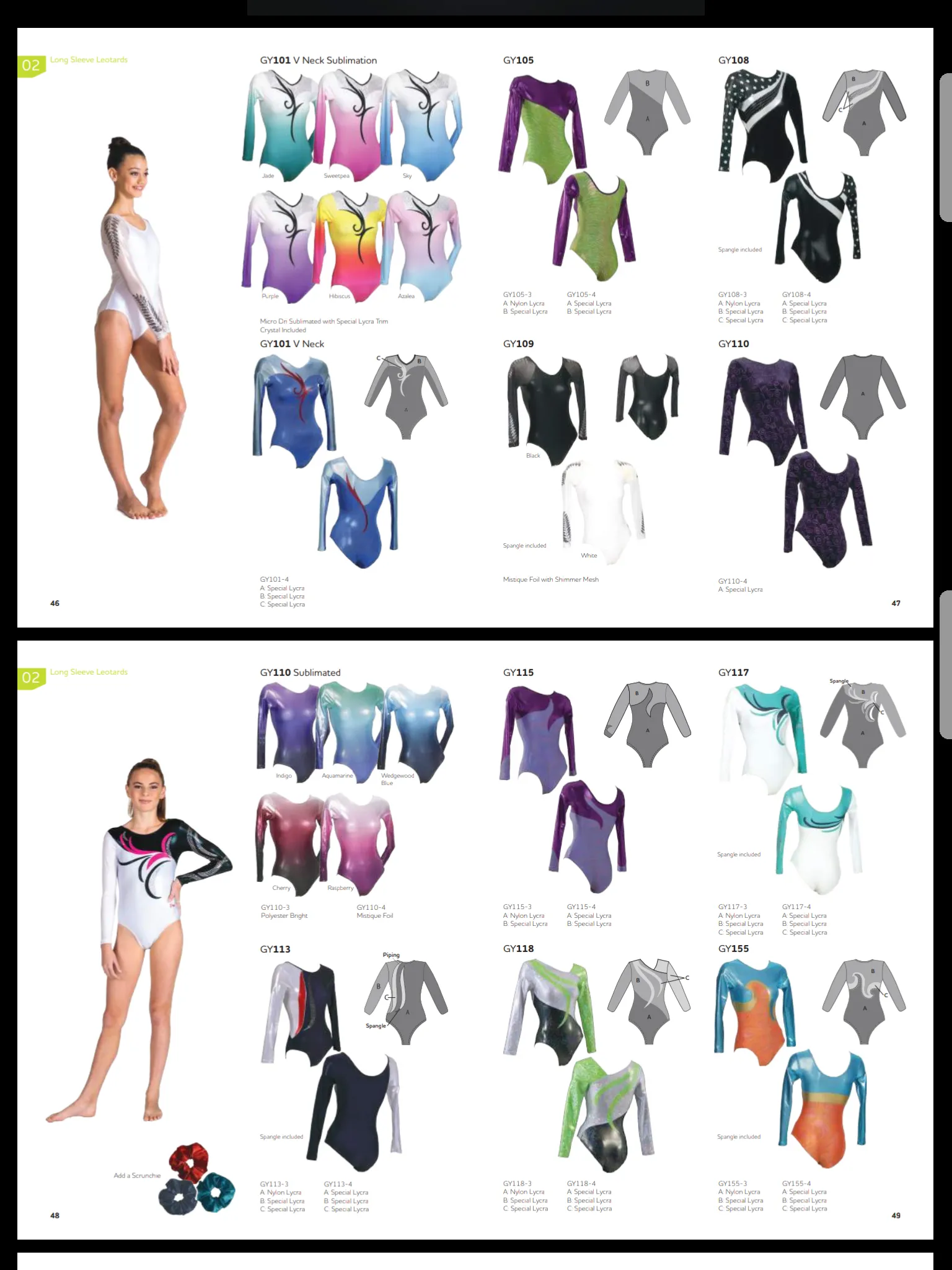 P.W. GYMNASTICS LONG SLEEVED LEOTARDS