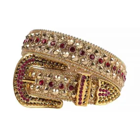 Rhinestone Gold Strap With Purple Studded Belt
