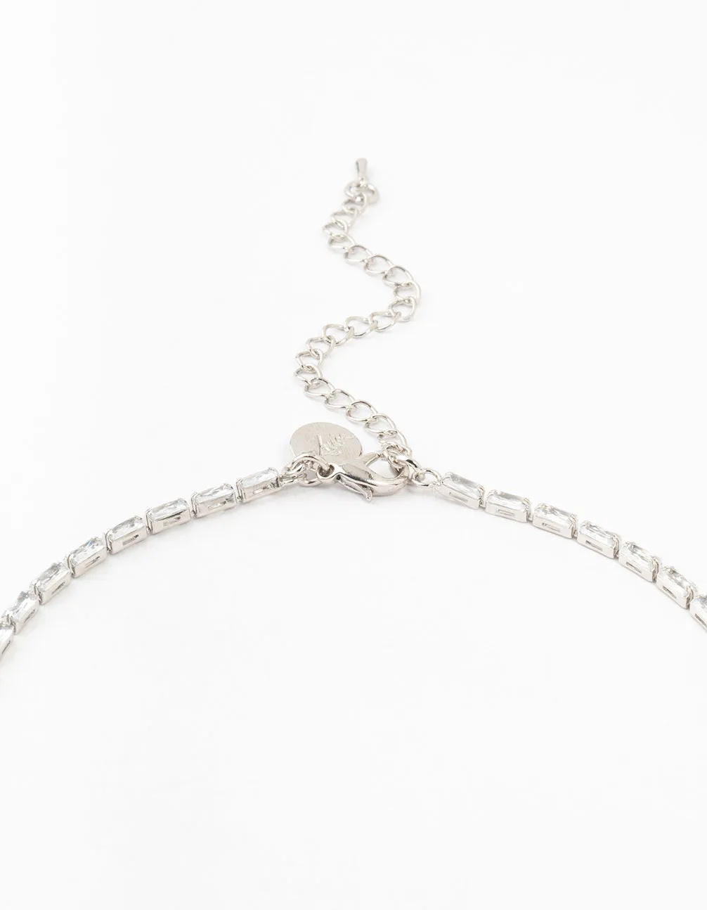 Rhodium Cubic Zirconia Butterfly Drop Earrings & Necklace Set