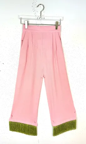 SAMPLE - Big 10 Tasseled Lounge Pants - Ballet & Chartreuse