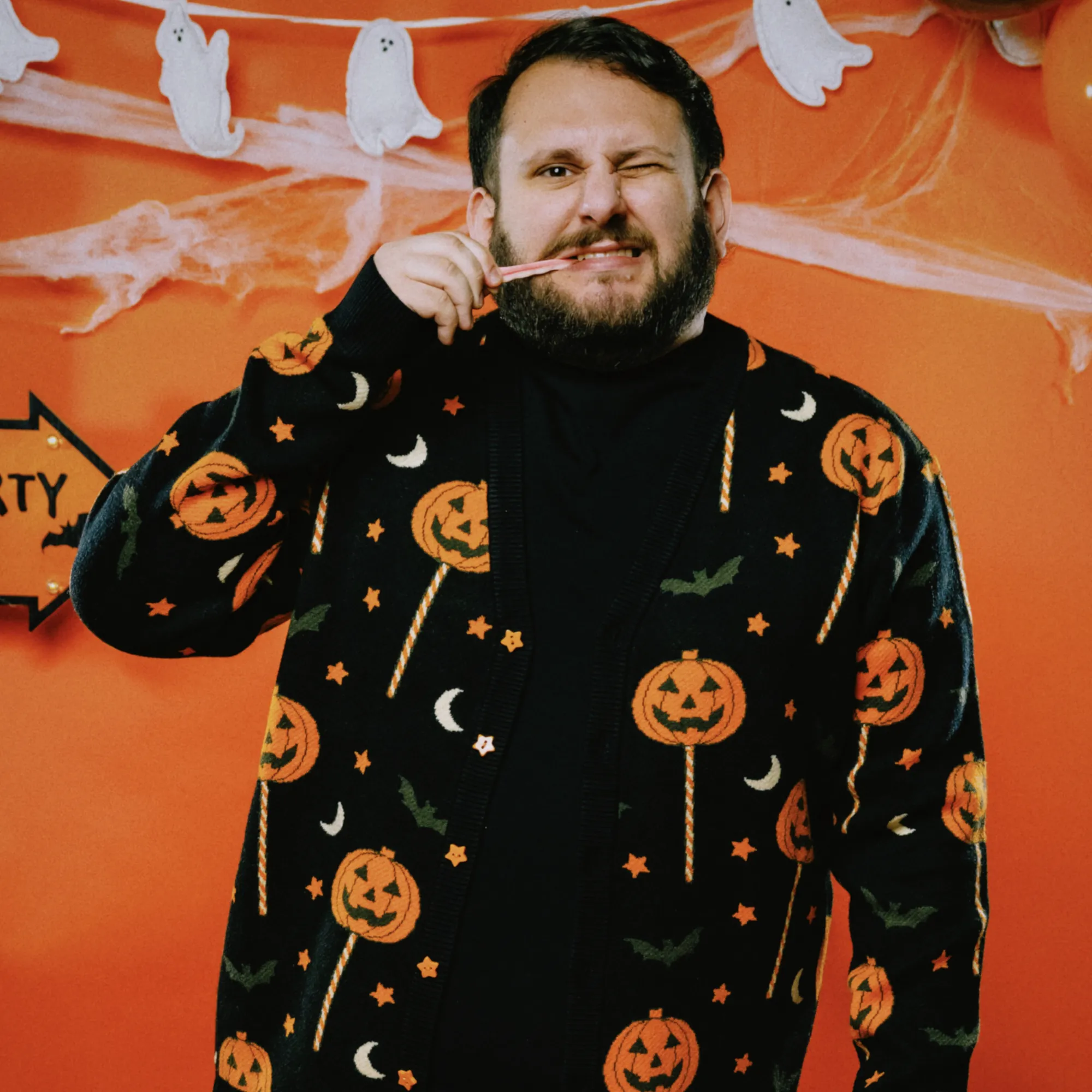 Scareworthy Pumpkin Lollipop Cardigan