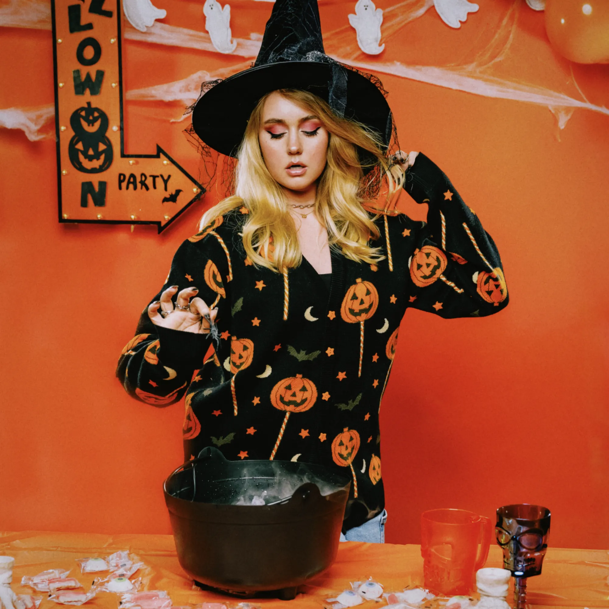 Scareworthy Pumpkin Lollipop Cardigan