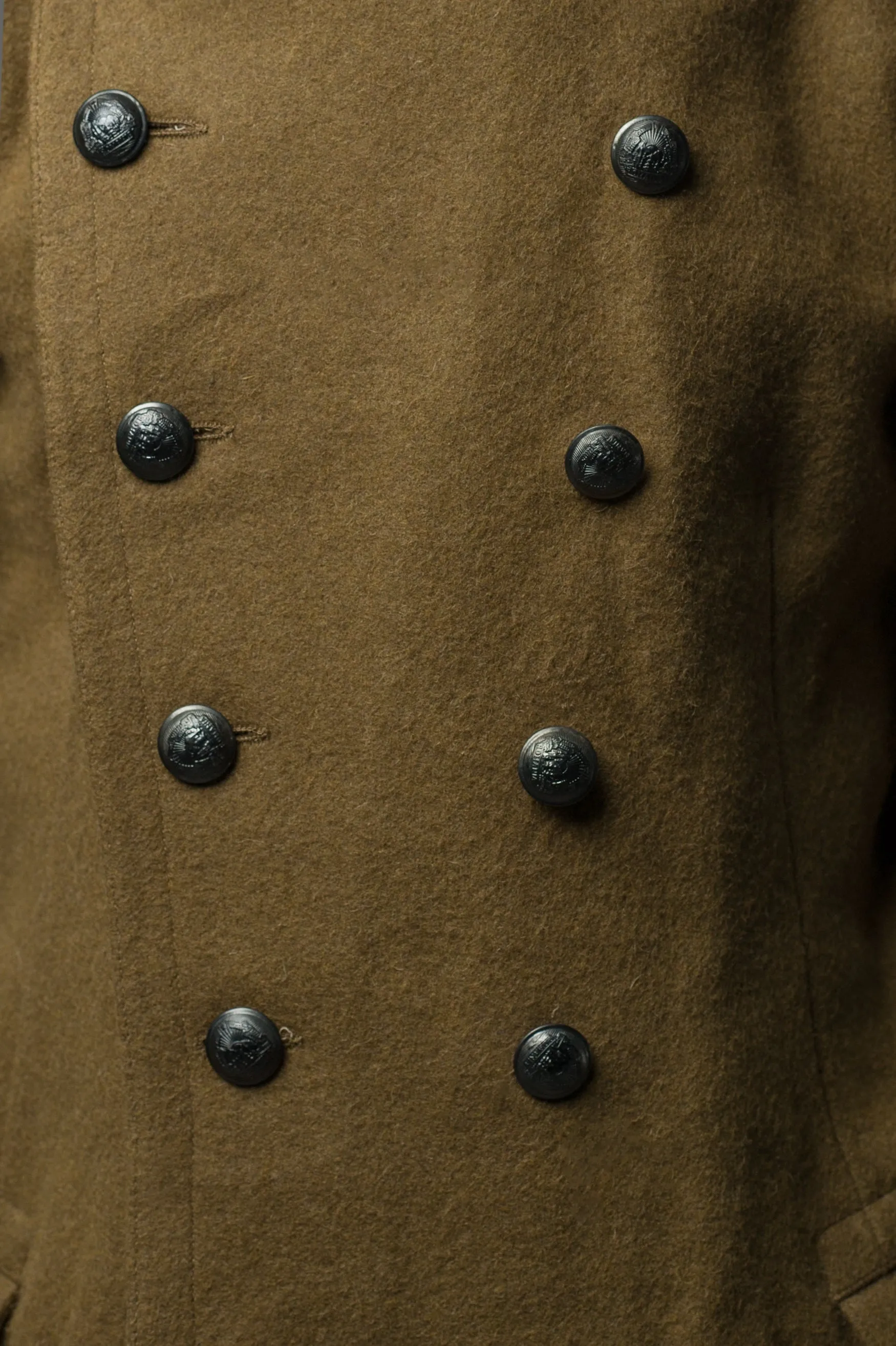Soviet Style Khaki Classic Military Style Wool Coat