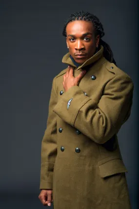 Soviet Style Khaki Classic Military Style Wool Coat