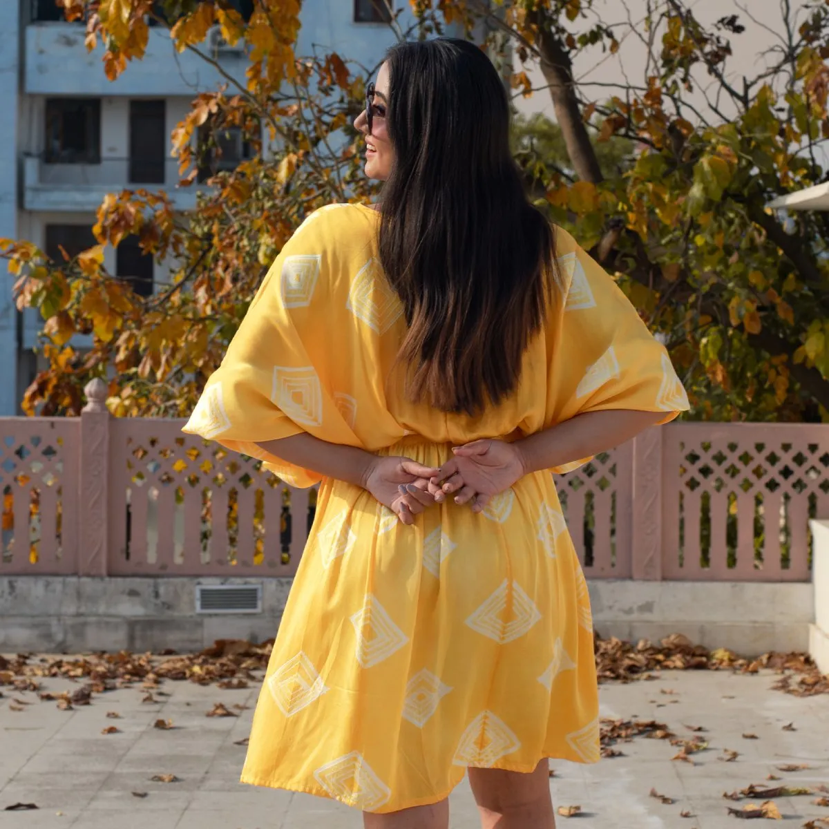 Sunshine Tie & Dye Handcrafted Short Silk Dress