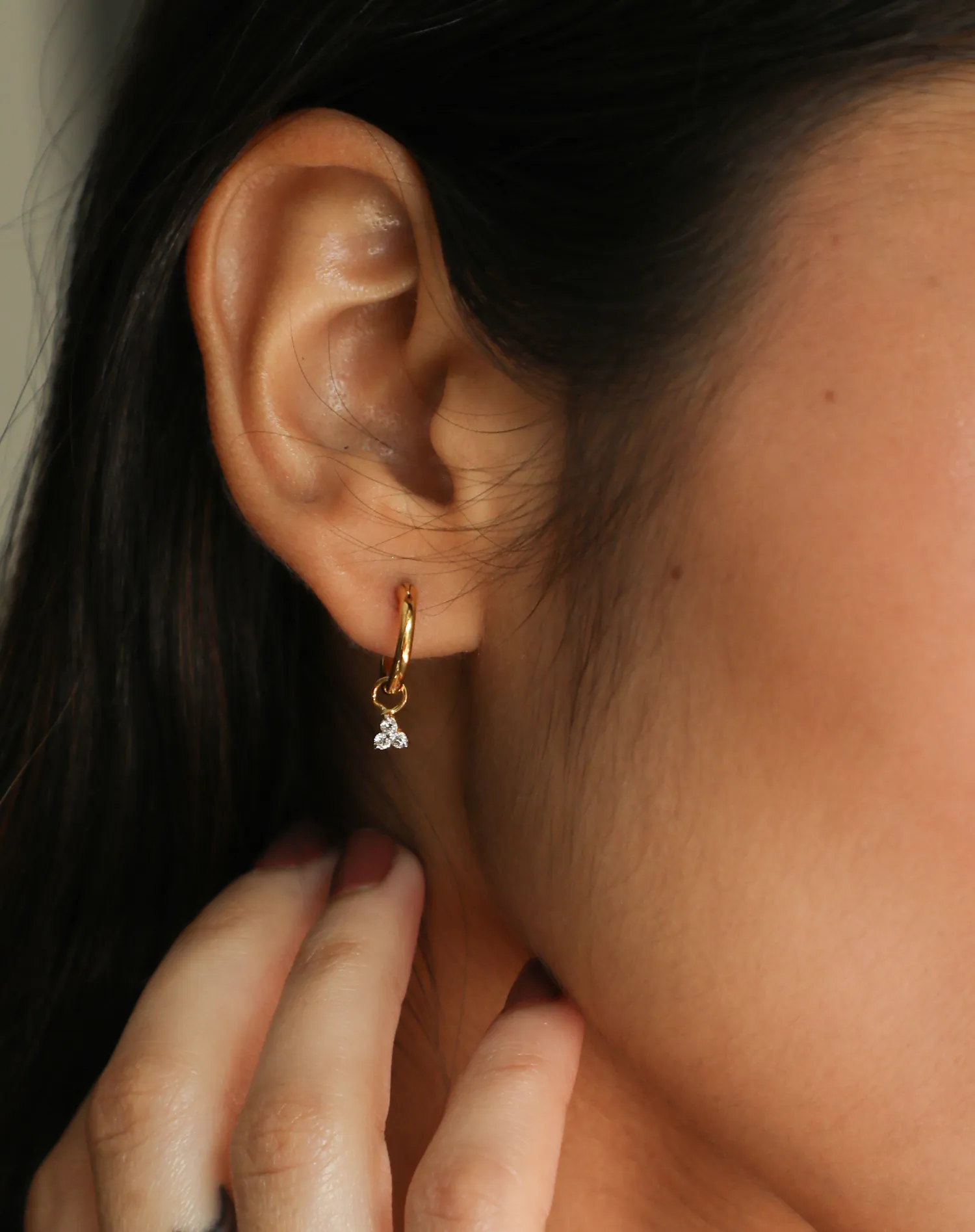 Trinity Diamond Hoop Earrings Set