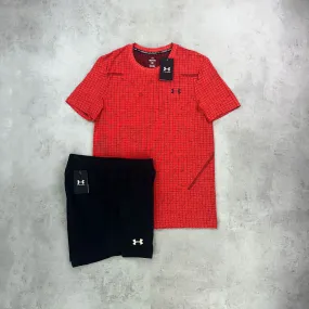 Under Armour Seamless T-Shirt/ Shorts Set Red/ Black