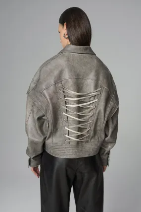 Vintage Gray Natural Leather Jacket