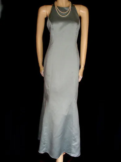 *VINTAGE OLEG CASSINI SEAFOAM HALTER EVENING GOWN WITH MATCHING BOLERO JACKET - GORGEOUS CRISS CROSS BACK