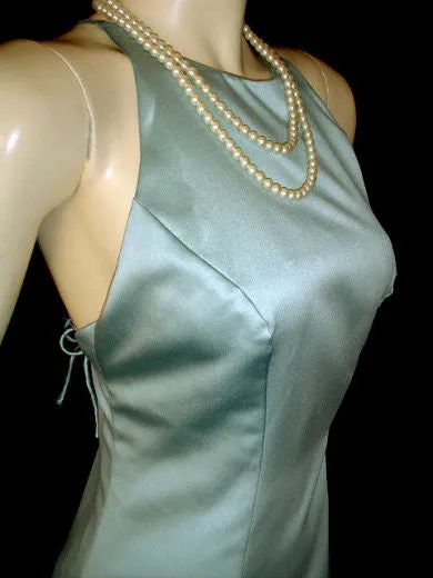 *VINTAGE OLEG CASSINI SEAFOAM HALTER EVENING GOWN WITH MATCHING BOLERO JACKET - GORGEOUS CRISS CROSS BACK