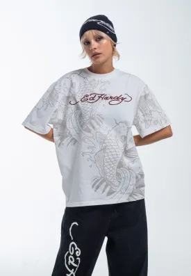 Womens Koi Logo Relaxed T-Shirt - White